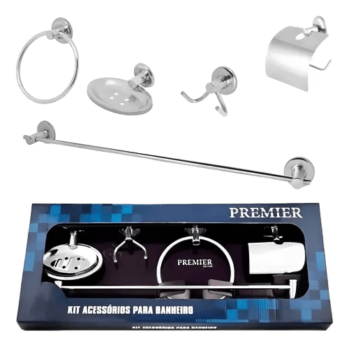 Kit Acessórios Para Banheiro Aço Inox 5 Peças