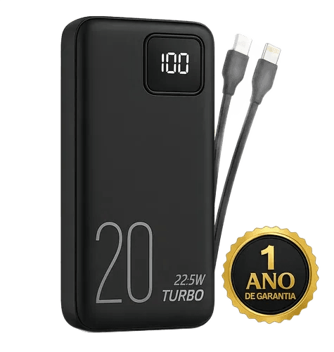 Carregador Portátil Power Bank Turbo 20000mah universal para iphone samsung motorlola xiaomi 20w Com Display Digital DTimp