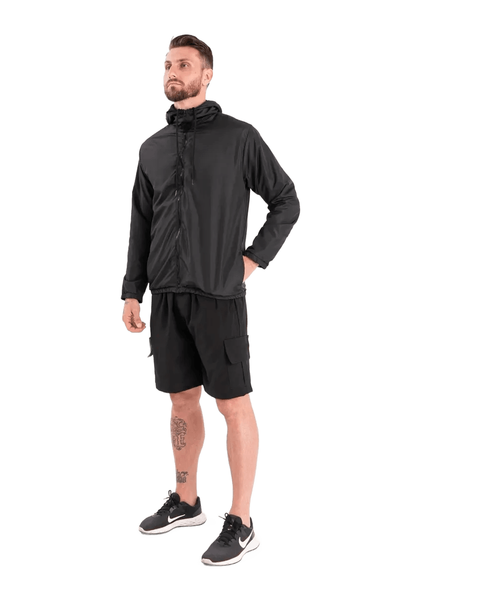 Jaqueta Corta Vento Liso Unissex Esportivo Capuz E Bolsos