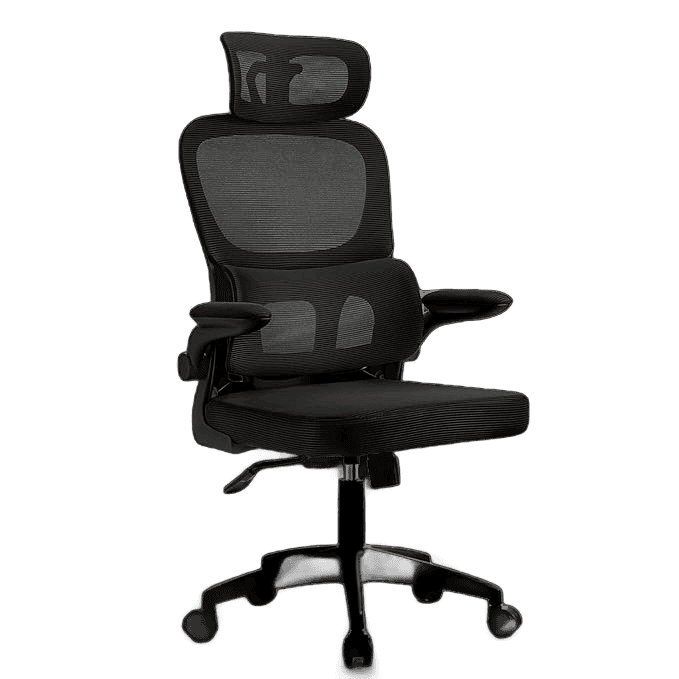 Cadeira Ergonomica,Cadeira Escritorio Com Apoio de Cabeça e Lombar Ajustáveis,Suporta 200kg,Respirável cadeiras mesh,Equipada Com 2D Apoios de Braço e Almofada de Assento Larga,Robusto Durável.(Preto)