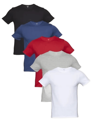 Kit Com 5 Camisetas Masculinas Lisa Multicolorida
