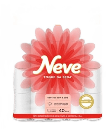 Papel Higiênico Neve Toque de Seda Folha Dupla 40 rolos 30M