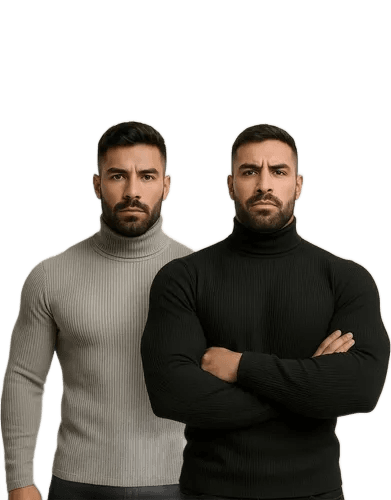 Kit 2 Blusa Cacharrel Masculino Gola Alta Canelado Camisas