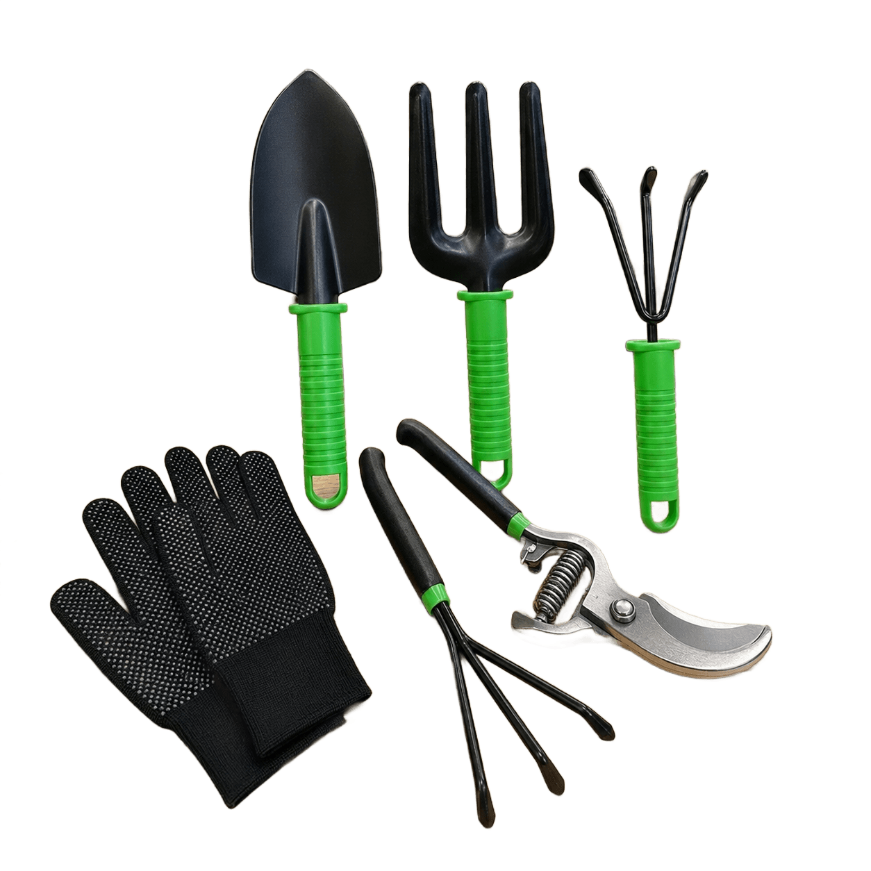 Kit Jogo Jardinagem Jardim Pá Tesoura De Poda Luva 5 Peças