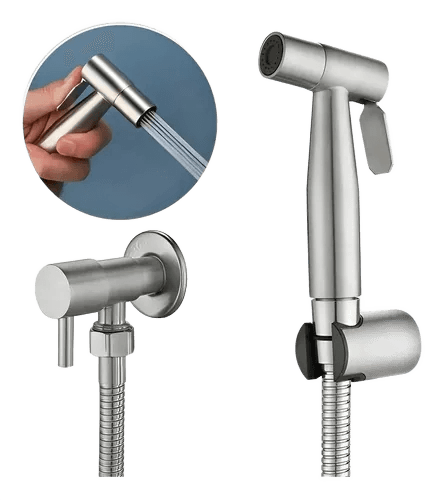 Ducha Higiênica 1/4 Volta 304 Inox Mangueira De Aço Inox