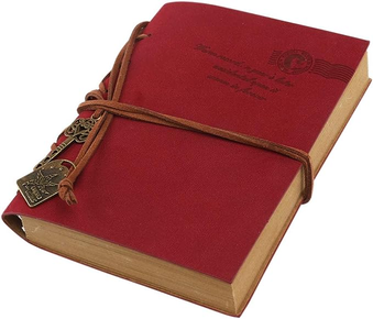 toyandona-caderno-diario-vintage-recarregavel-capa-de-couro-pu-estilo-vintage-classico-retro-com-cordao-e-paginas-em-branco-para-diario-e-diario-vermelho - Imagem