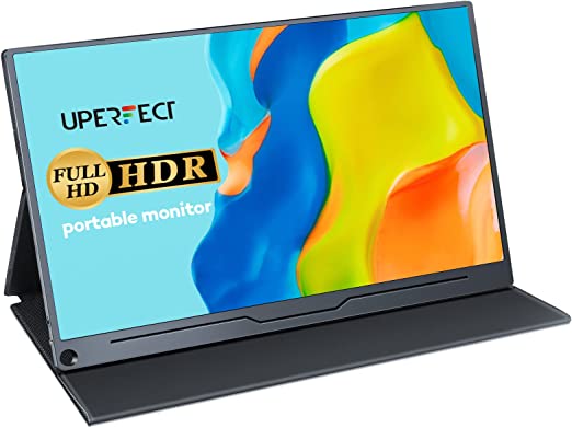 uperfect-monitor-portatil-de-156-polegadas-alta-gama-de-cores-100-srgb-monitor-usb-c-1920-1080-tela-para-jogos-de-cuidados-com-os-olhos-ips-hdmi-tipo-c-otg-dp-dual-speaker-vesa-suporte-de-capa-inteligente-incluido - Imagem