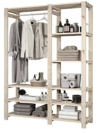 kit-estante-madeira-natural-de-chao-simples-132x50cm-cor-cru - Imagem