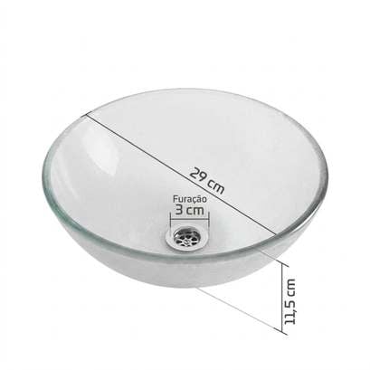 Cuba Pia De Apoio Sobrepor Vidro Redonda 30 Cm Transparente Banheiro Lavabo Beltempo Bt-4030 Texturizado